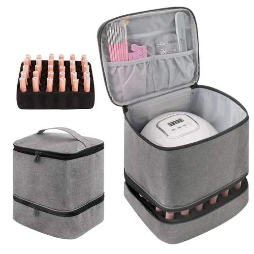 Vista 9 de Bolsa Organizadora de Esmalte de Uñas con Capacidad para 30 Botellas y Lámpara de Uñas, Organizadores de Almacenamiento de Esmalte de Uñas en Gel