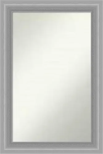 Vista 288 de Amanti Art Espejo de baño plateado para sobre el fregadero, 24 x 24 pulgadas, espejo cuadrado de peltre forjado a medida, marco de madera casual