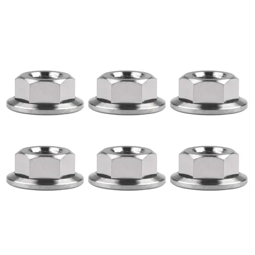 Vista 45 de Tuercas hexagonales Titanium DIN6923 (paso M5 0.03 in, negro) M5 M6 M8 M10 M12 M14 M16 para bicicletas, motocicletas, coches, paquete de 6