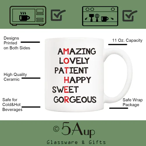 Vista 3 de 5Aup Regalos de Navidad, definición de taza de café divertida para mamá, el mejor regalo del día de la madre de parte de un niño, hija, hijo, niños