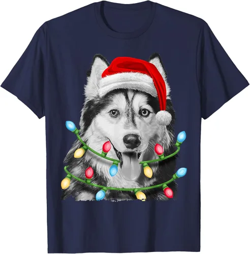 Vista 44 de Camiseta para niños con diseño de hachís siberiano con luces de árbol de Navidad Negro