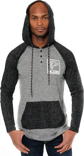 Vista 14 de Ultra Game - Sudadera con capucha de vellón para hombre con cuello Henley de la NFL Negro