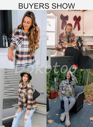 Vista 3 de Dokotoo Womens Corduroy Button Down Shirts Boyfriend Long Sleeve Oversized Blouses Tops