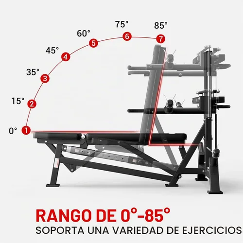 Vista 4 de GMWD Chest Press Machine, Bench Press Machine with Independent Converging Arms, Adjustable Flat Incline Bench for Chest, AB Workouts, Shoulder Home