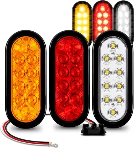 Vista 16 de Luz trasera LED ovalada roja para remolque de 6 pulgadas [DOT FMVSS 108] [SAE S2TSI6P2] [Ojales y enchufe incluidos] [IP67 resistente al agua]