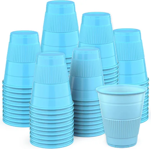 Vista 9 de Vasos desechables Paquete de 500 Vasos de baño de plástico azules de 5 onzas, perfectos para medicina, agua, enjuague, enjuague bucal, fiestas