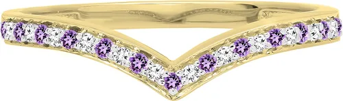 Vista 2 de Dazzlingrock Collection Anillo de Chevron de boda de diamantes blancos y piedras preciosas redondas para mujeres en oro
