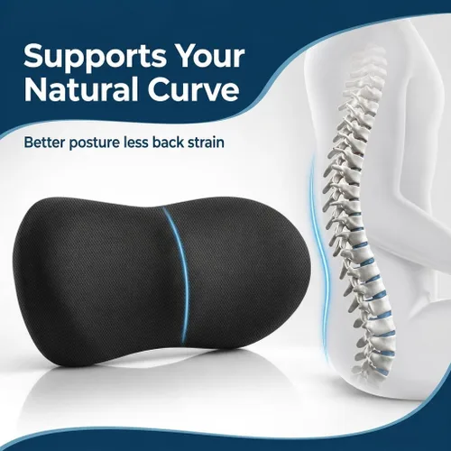 Vista 6 de Almohada de apoyo lumbar para coche con sistema de estabilidad Dual-Grip™ Almohada de espalda de espuma viscoelástica adaptativa avanzada