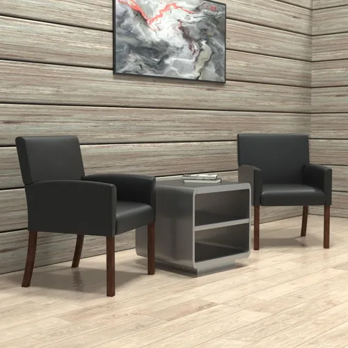 Vista 2 de Boss Office Products Caja de Recepción Silla Brazo con Acabado Caoba en Negro, 25"D x 24.5"W x 35"H