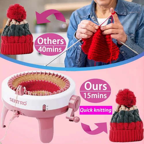 Vista 3 de Sentro Máquina de Tejer, Máquina de Tejer Crochet Inteligente de 48 Agujas con Contador de Filas para Adultos y Principiantes, Kit de Máquina