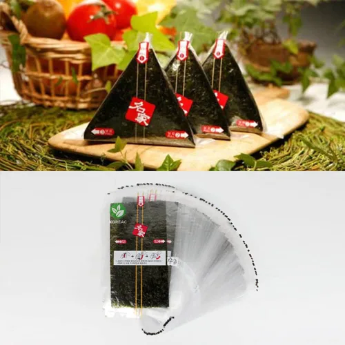 Vista 5 de KOREAC Myungga [100 hojas] Envolturas de algas marinas para bolas de arroz triangulares Onigiri_Hecho en Corea