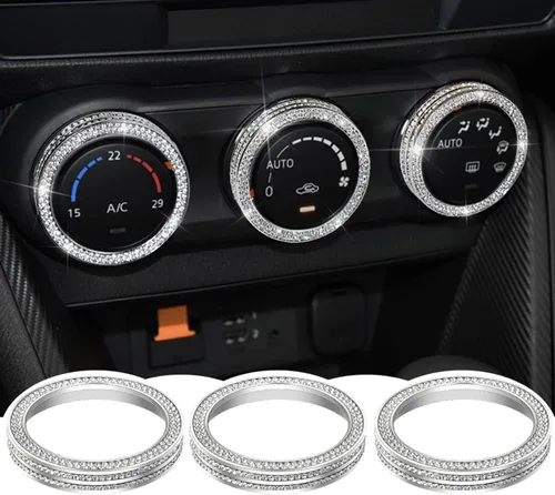 Vista 9 de Tapones para pomos de aire acondicionado, compatibles con Mazda 3 (2014-2018), cristal, decoración