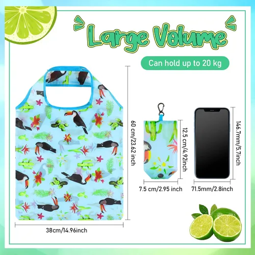 Vista 4 de Shappy 34 bolsas de comestibles reutilizables con diseño floral, bolsas plegables de nailon lavables, bolsas de compras extragrandes lindas