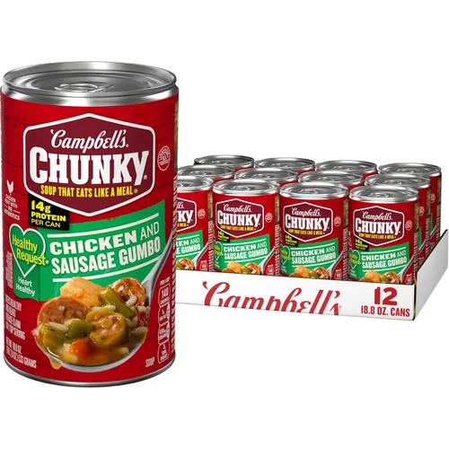 Vista 11 de Campbell’s Chunky Sopa, Healthy Request Pollo y Salchicha Gumbo, lata de 18.8 Oz