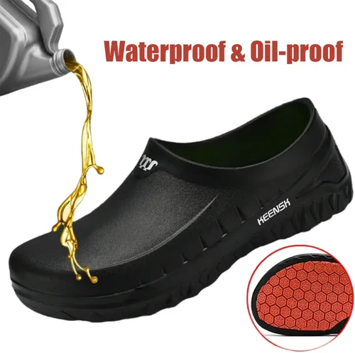 Vista 5 de MEIAGDT Zuecos de trabajo para mujer y hombre, zapatos de cocina, antideslizantes, impermeables, para restaurante, jardín, enfermería, servicio