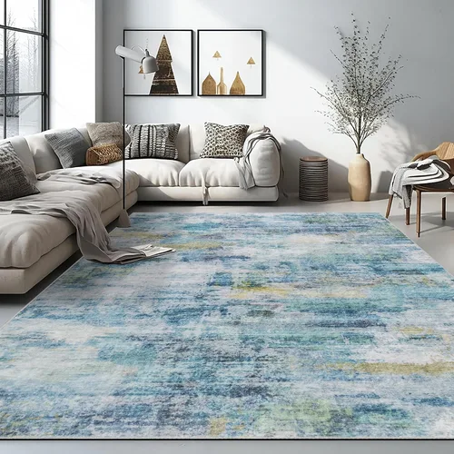 Vista 28 de Auemtyn Alfombra de área de 8 x 10 pies para sala de estar, alfombra lavable con parte trasera antideslizante, alfombra de pelo bajo para gris