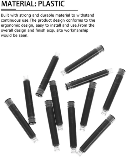 Vista 3 de Black Fountain Pen Refills with Ergonomic Design, Plastic Material, Easy to Install Ink Cartridges for Students Stationery and Convenient Writing