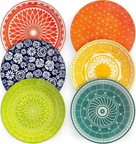 Vista 9 de Annovero - Platos de Postre - Plato Pequeño de 6 Pulgadas para Aperitivo, Pastel, Snack, Tarta, Cóctel - Apto para Microondas - Mini Platillo