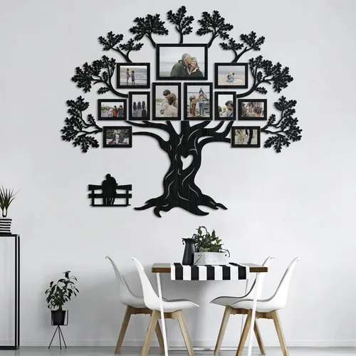 Vista 7 de JustLikeWood 51х45 Decoración de pared de árbol genealógico de madera, familia feliz, collage de marcos de fotos, decoración del hogar para sala