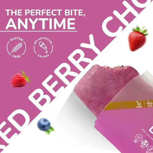 Vista 8 de Rawmantic Berry Energy Bar (12 mini barras x 2.12 oz) – Maracuyá orgánica y bayas mixtas, quinua inflada, sorgo, mijo y trigo sarraceno, sin sabores