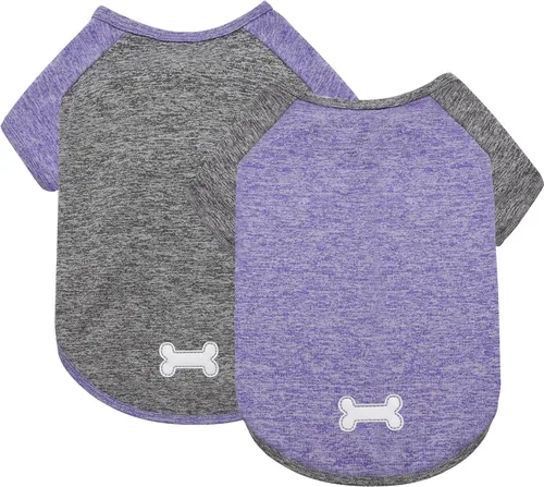Vista 11 de KYEESE Paquete de 2 camisas para perro con mangas, camisetas ligeras de protección solar de secado rápido para perros pequeños con piel sensible