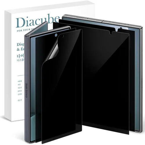 Vista 9 de [Paquete de 2+2] Protector de pantalla anti-espía para Samsung Galaxy Z Fold 3, 2 piezas en el interior + 2 piezas frontal flexible EPU película