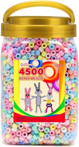 Vista 11 de IOOLEEM Cuentas de pony (2000 piezas, cuentas de pony negras), cuentas para hacer joyas, cuentas para manualidades, suministros para ensartar Negro
