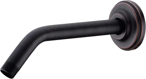 Vista 11 de Brazo de ducha en ángulo de 6 pulgadas con brida de acero inoxidable montado en la pared para cabezal de ducha superior, negro mate