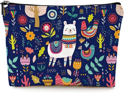 Vista 30 de Pequeña bolsa de maquillaje para monedero, bonita lona impermeable, bolsas de cosméticos para mujeres, con cremallera, bolsa de aseo de viaje