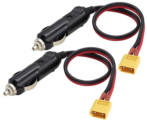 Vista 11 de Paquete de 2 cables 16AWG XT60 a encendedor de cigarrillos, enchufe macho de 12 V a XT60 hembra, cable de extensión compatible con cable de carga