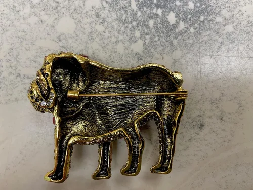 Vista 5 de Broche de cristal de Bulldog inglés Broche de regalo de aniversario Broche de joyería del día de la madre Broche del día de San Valentín Regalo