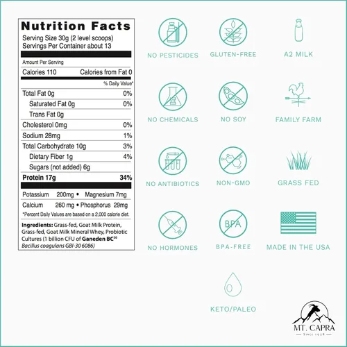 Vista 7 de Mt. Capra Clean Minerals con péptidos de colágeno y proteína entera limpia + minerales y probióticos