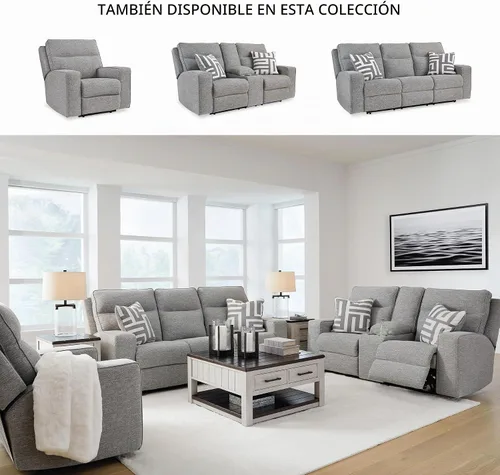 Vista 5 de Signature Design by Ashley Sofá reclinable eléctrico, gris peltre, Biscoe