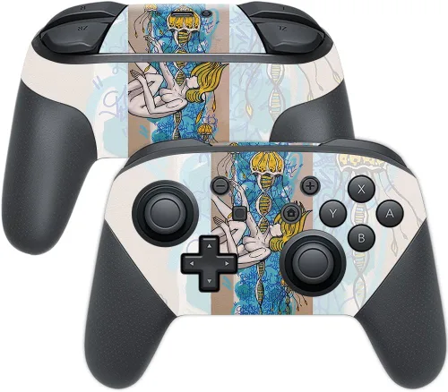 Vista 8 de MightySkins Skin compatible con Nintendo Switch Pro Controller - Negro abstracto Funda protectora de vinilo duradera y única Fácil de aplicar