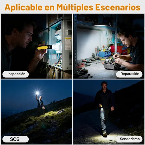 Vista 8 de Linternas recargables de alto lúmenes 1800, linterna plana EDC con magnética, linterna de bolsillo de 11 modos súper brillante, potentes linternas