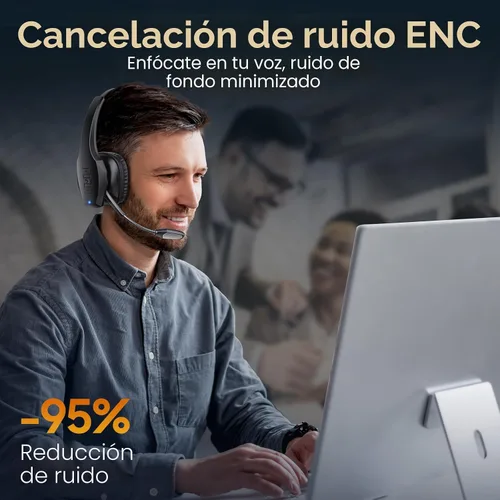 Vista 2 de Auriculares Bluetooth para Camionero, Auriculares Inalámbricos con Micrófono, Auriculares Bluetooth con Micrófono de Cancelación de Ruido Dual