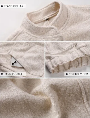Vista 4 de Himosyber Chaqueta de mezcla de lana para mujer, casual, con botones, holgada, para mujer