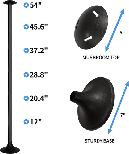 Vista 3 de NEXCOVER Cubierta de barco y soporte ajustable Se extiende de 12 a 54 pulgadas Poste de 6 etapas Sistema reforzado de ABS Negro Negro