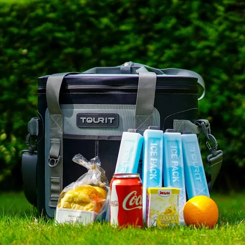 Vista 8 de TOURIT Bolsa térmica de almuerzo con bolsas de hielo reutilizables para enfriadores de larga duración