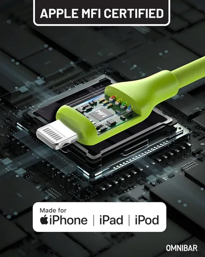 Vista 2 de Cargador de iPhone de carga rápida con cable USB A a Lightning (6 pies/silicona suave), 2 puertos GaN 35W USB C bloque de cargador de pared