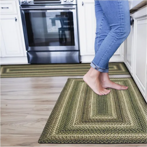 Vista 48 de Homespice Apple Pie - Alfombra ovalada roja de 2 x 3 pies, alfombra de cocina trenzada para decoración primitiva y rústica, reversible, yute sin