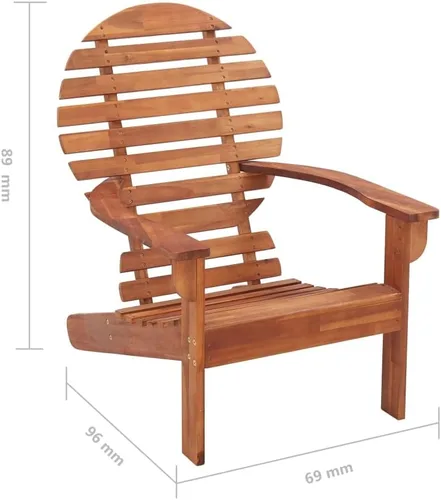 Vista 2 de Garden Chair, Natural Wood Outdoor Adirondack Chair for Patio, Solid Acacia Wood Standard Backyard Seating, Comfortable Balcony Furniture