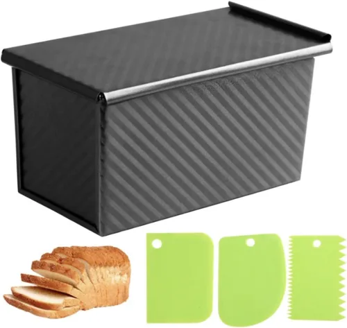 Vista 13 de Pullman - Molde para pan con tapa, acero aluminizado, 13 x 5 pulgadas Dorado