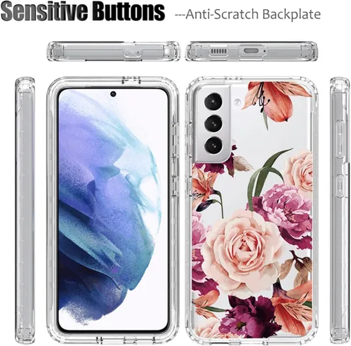 Vista 5 de Funda para Galaxy S22 Plus, Samsung S22+ SM-S906U, funda protectora de cuerpo completo transparente con protector de pantalla de vidrio templado
