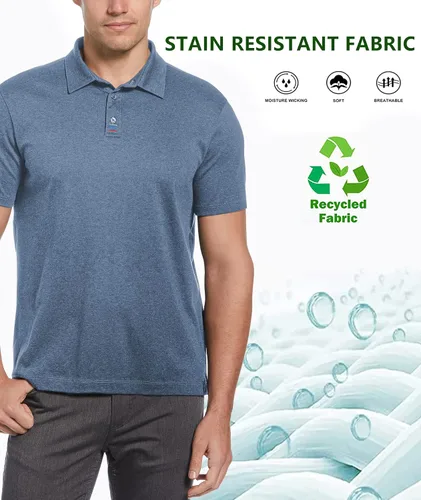 Vista 10 de V VALANCH Polo de golf de manga corta para hombre, estilo casual, con cuello que absorbe la humedad