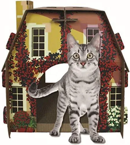 Vista 12 de American Cat Club Casa navideña para gatos y rascador para gatos con hierba gatera incluida