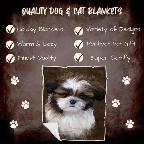 Vista 2 de Rustic Shih Tzu Dog Blanket - Lightweight Super Soft Cozy and Durable Bed Blanket - Animal Theme Fuzzy Blanket for Sofa Bed Couch Luxury Soft