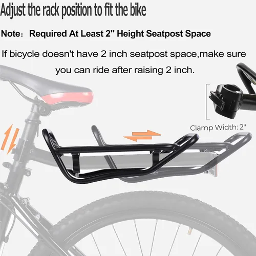 Vista 3 de Portaequipajes trasero para bicicleta con abrazadera de liberación rápida, estante retráctil de carga de bicicleta de aleación de aluminio, marco