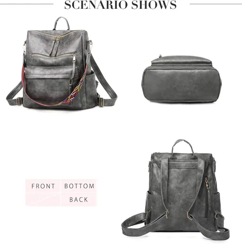 Vista 2 de Tom Clovers Mochila de cuero para mujer bolsa de moda casual para mujeres y niñas