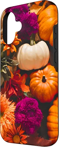 Vista 2 de Funda con temática de otoño para iPhone 16, diseño de calabaza, niña, mujer, diseño vintage de otoño